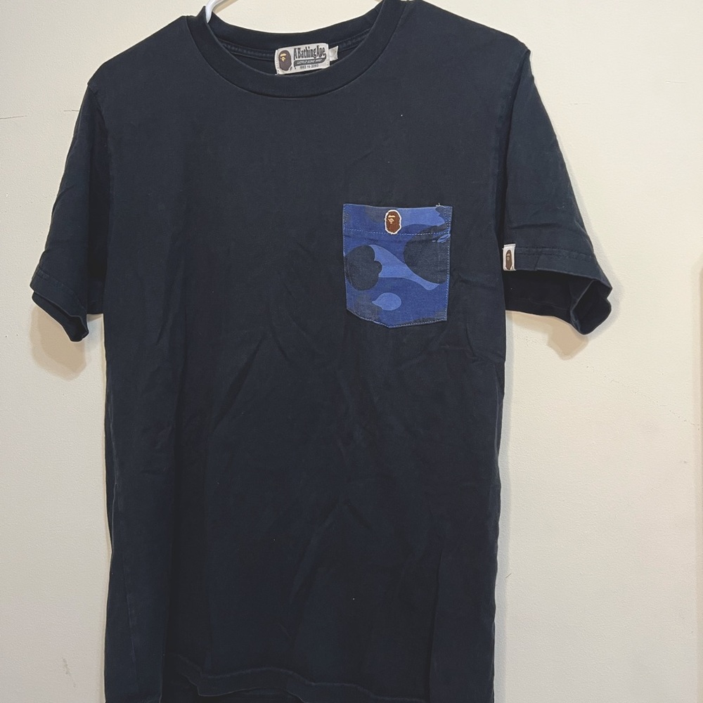 Black BAPE Shirt W Blue & Black Camo Shirt